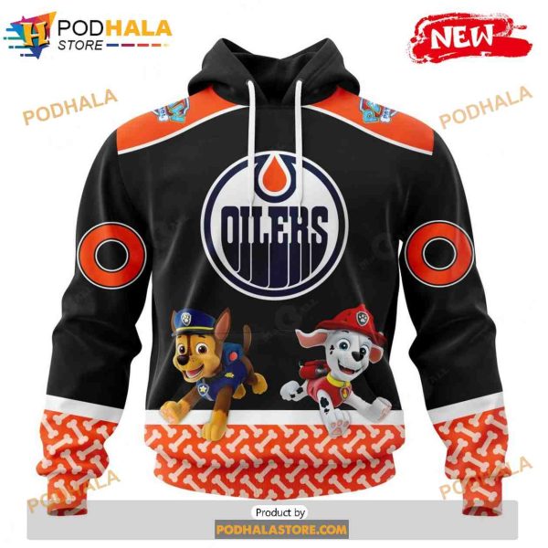 Personalized NHL Edmonton Oilers Paw Patrol Design Shirt 3D Hoodie