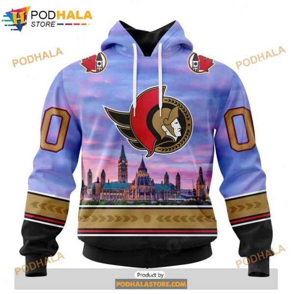 Personalized NHL Ottawa Senators Design With Parliament Hill Shirt 3D Hoodie