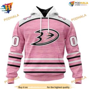 Personalized NHL Pink Fight Breast Cancer Ducks Hockey Apparel Hoodie 3D