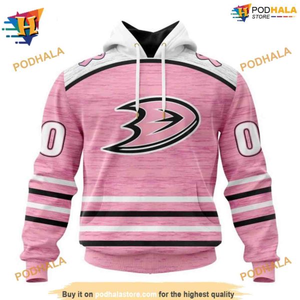 Personalized NHL Pink Fight Breast Cancer Ducks Hockey Apparel Hoodie 3D