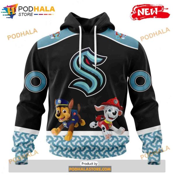 Personalized NHL Seattle Kraken Paw Patrol Design Shirt 3D Hoodie