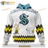 Personalized NHL Seattle Kraken Peanuts Snoopy Design Shirt 3D Hoodie