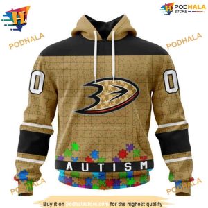 Personalized NHL Unisex Kits Hockey Autism Anaheim Ducks Hoodie 3D