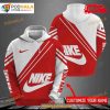 Personalized Name Nike White Red Mixing Color Luxury Design 3D Hoodie