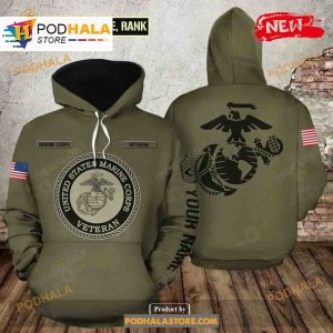 Personalized Name Us Marine Veteran Preimum Army Design Sweatshirt 3D Hoodie