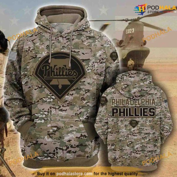 Philadelphia Phillies Camouflage Veteran 3D Cotton Funny Christmas Hoodie