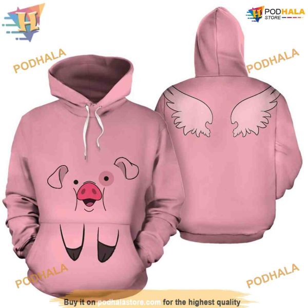 Pig Face Cute With Wings All Over Printed Animal 3D Hoodie Sweatshirt