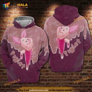 Piglet Pink Cartoon Winnie The Pooh All Over Print 3D Hoodie