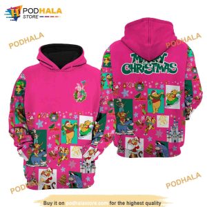 Piglet Pink Christmas Disney AOP Unisex 3D Hoodie