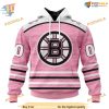 Pink Fight Breast Cancer Personalized NHL Boston Bruins Hoodie 3D