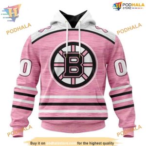 Pink Fight Breast Cancer Personalized NHL Boston Bruins Hoodie 3D