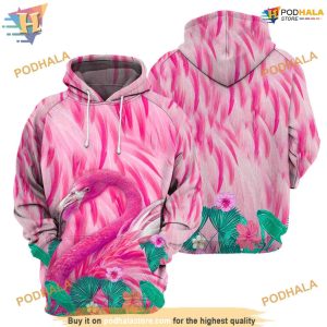 Pink Flamingo Full All Over Printed Funny Animal 3D Hoodie Sweatshirt