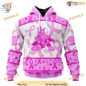 Pink October Breast Cancer NHL Arizona Coyotes Hoodie 3D