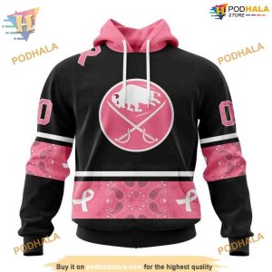 Pink Paisley Buffalo Sabres Personalized NHL Hoodie Breast Cancer Awareness 3D