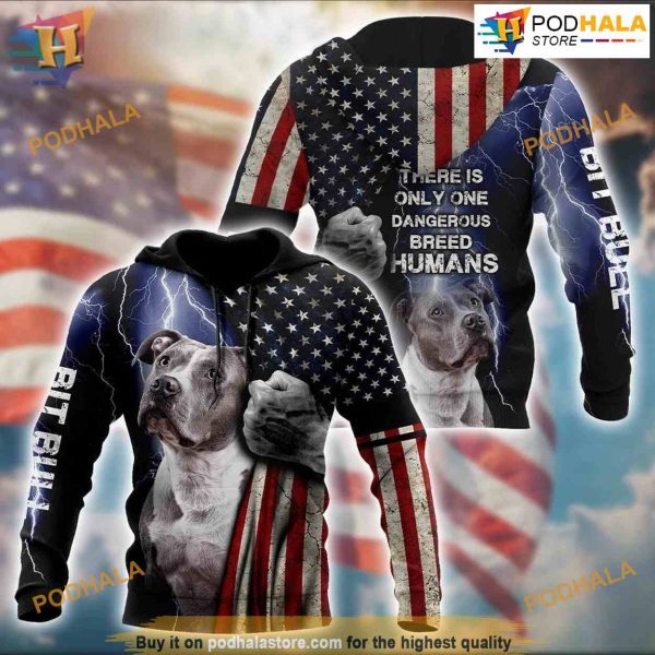 Pitbull All Over Printed 3D Hoodie Sweatshirt