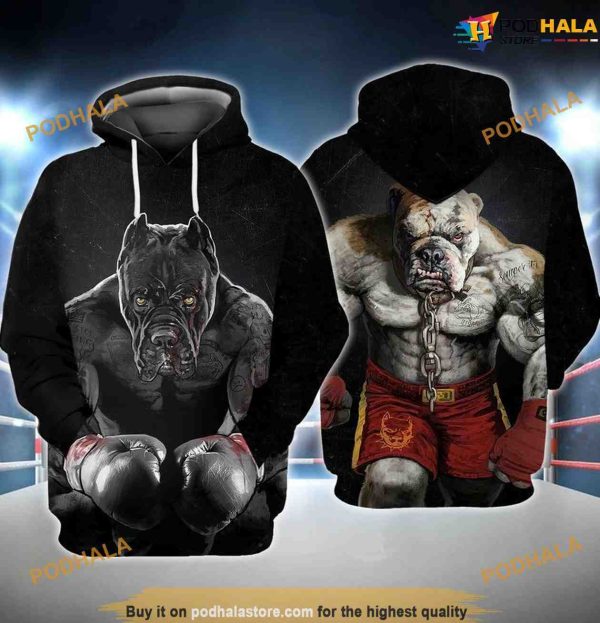 Pitbull Boxing 3D Funny Christmas Hoodie