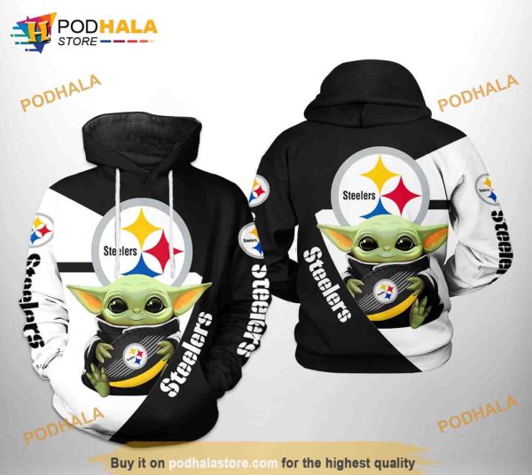 Pittsburgh Steelers NFL Baby Yoda Team 3D Hoodie