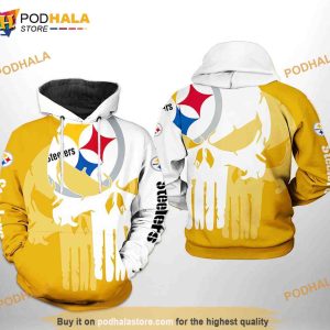 Pittsburgh Steelers NFL Team Skull 3D Hoodie