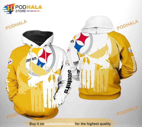 Pittsburgh Steelers NFL Team Skull 3D Hoodie