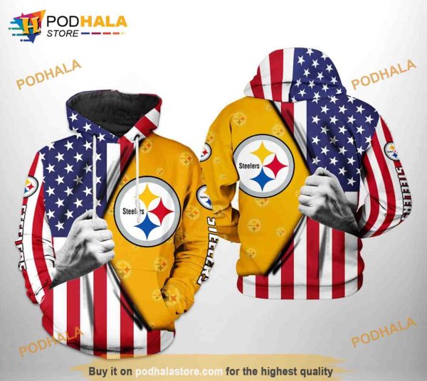 Pittsburgh Steelers NFL US Flag Team 3D Hoodie