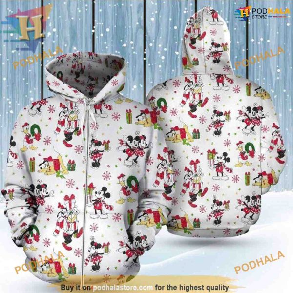 Pluto Merry Xmas 3D Mickey Minnie Hoodie