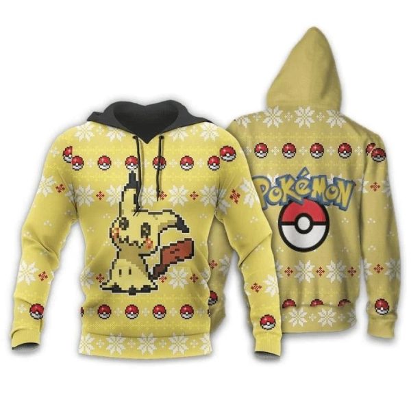 Pokemon Mimikyu Ugly Christmas Anime Manga 3D Hoodie Sweatshirt