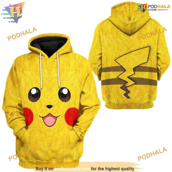 Pokemon Pikachu Costume Full All Over Printed 3D Hoodie Sweatshirt