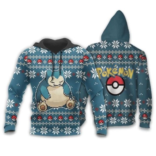 Pokemon Snorlax Ugly Christmas Anime Manga 3D Hoodie Sweatshirt