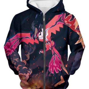 Pokemon Yveltal Dark Flying Type Pokemon Graphic Zip Up Hoodie