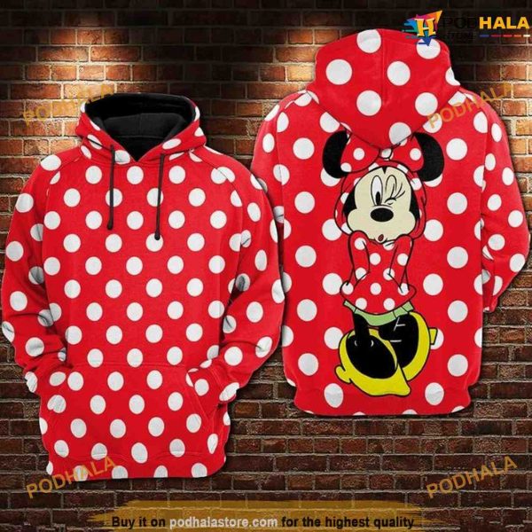 Polka Dot I Love Minnie Over Print 3D Funny Christmas Hoodie