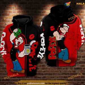 Popeye The Sailor Man Over Print 3D Funny Christmas Hoodie