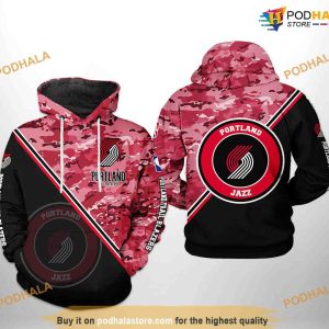 Portland Trailblazers NBA US Camo Team NBA Hoodie 3D