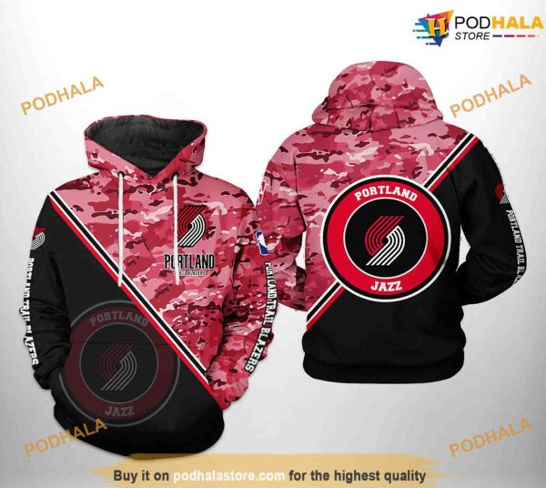 Portland Trailblazers NBA US Camo Team NBA Hoodie 3D