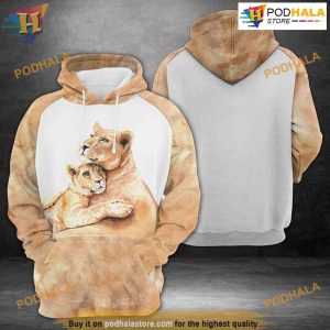 Portrait Mom Lion And Daughter All Over Printed 3D Hoodie Sweatshirt