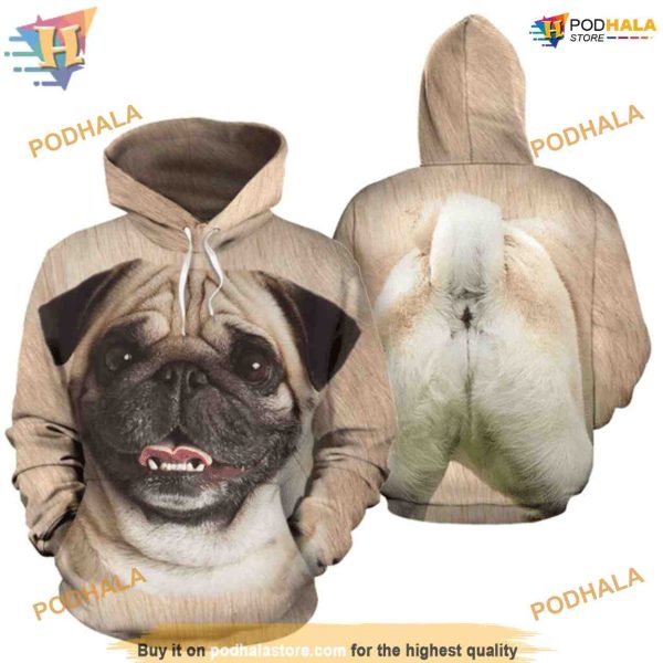 Pug Photo All Over Printed Funny Animal Full 3D Hoodie Sweatshirt