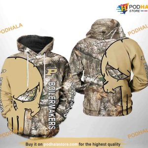 Purdue Boilermakers Camo Veteran Hunting NCAA 3D Hoodie