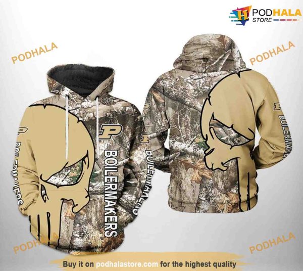 Purdue Boilermakers Camo Veteran Hunting NCAA 3D Hoodie