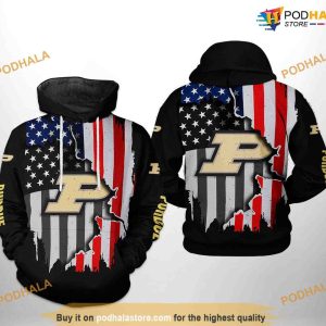 Purdue Boilermakers US Flag NCAA 3D Hoodie