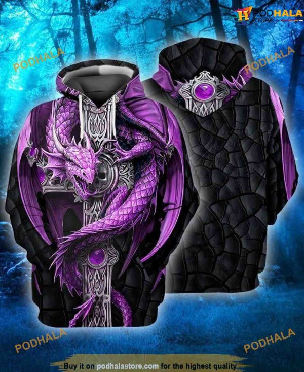 Purple Dragon 3D Funny Christmas Hoodie