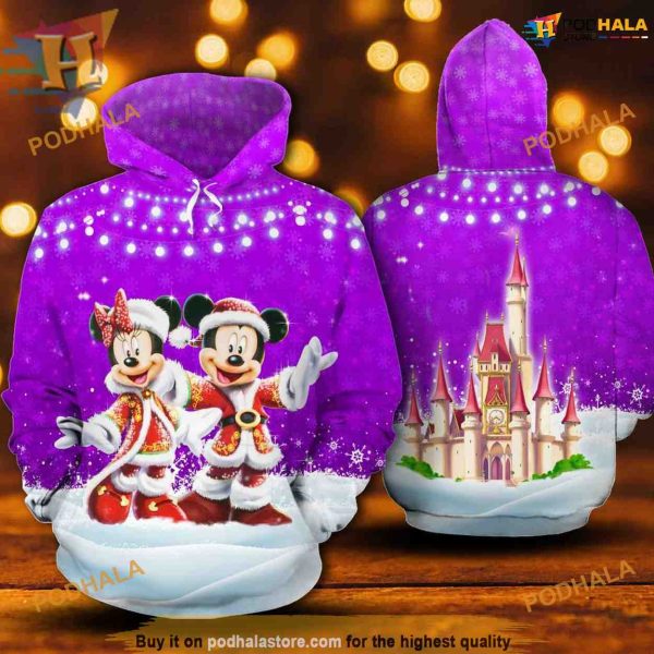 Purple Xmas Mickey Minnie Hoodie