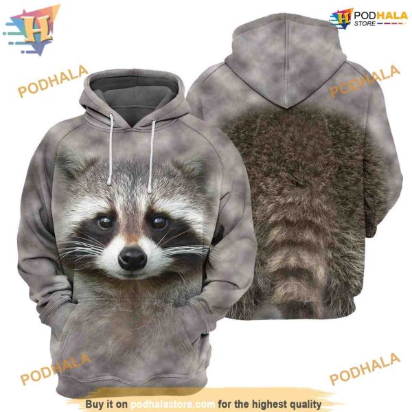 Raccoon Face All Over Printed 3D Animal Hoodie Sweatshirt