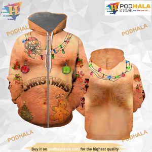 Real Christmas Tattoos on Skin 3D Funny Hoodie Christmas