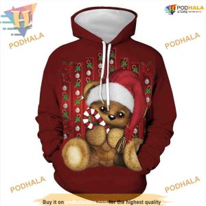 Red Bear 3D Xmas Hoodie