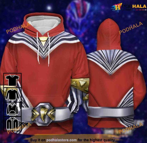 Red Rangers Cosmic Fury Galaxy Red 3D Hoodie For Christmas Gift