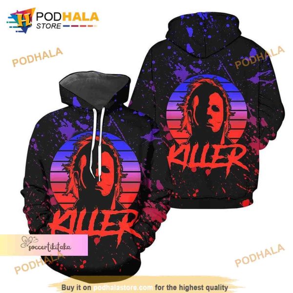 Retro Halloween Killer Michael Myers 3D Hoodie