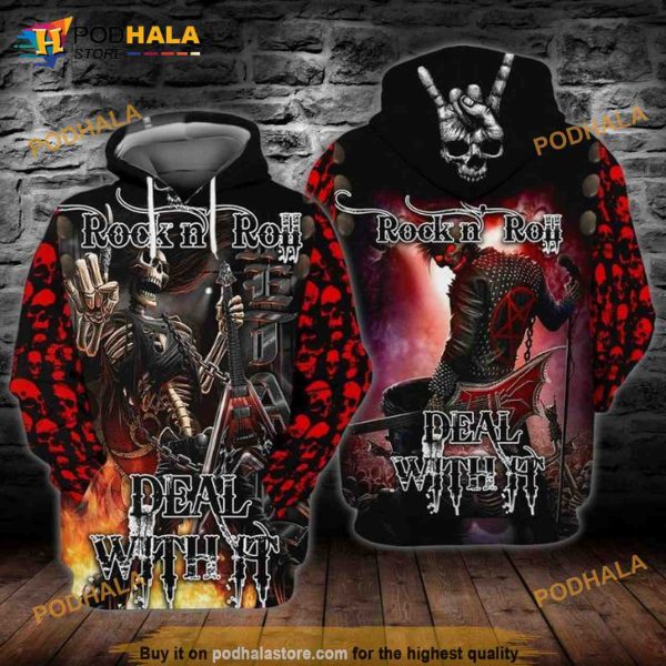 Rock N Roll Deal With It 3D Hoodie