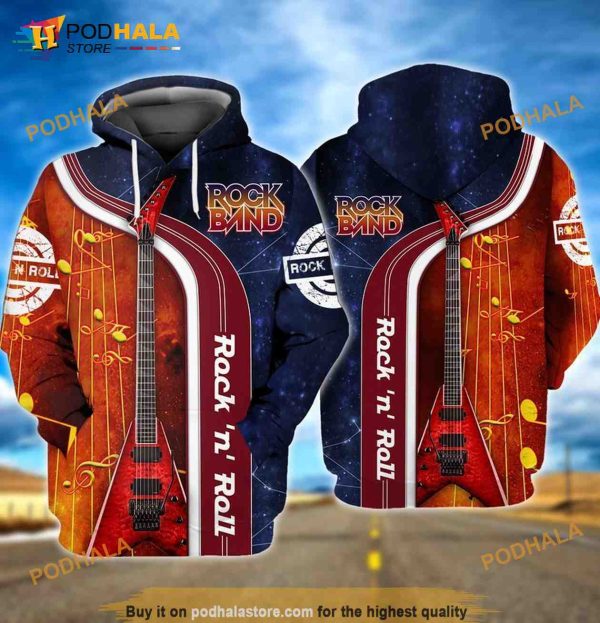 Rock N Roll Guitar 3D Hoodie