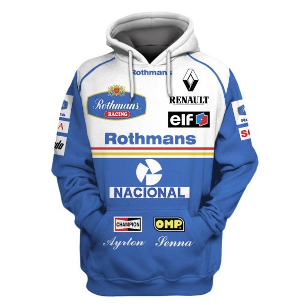 Rothmans Racing 3D Ayrton Senna Team 3D Hoodie