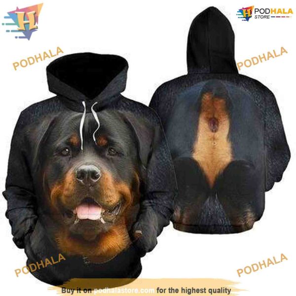 Rottweiler Face All Over Printed 3D Dog Hoodie Sweatshirt