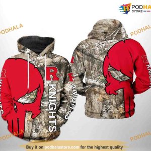 Rutgers Scarlet Knights Camo Veteran Hunting NCAA 3D Hoodie